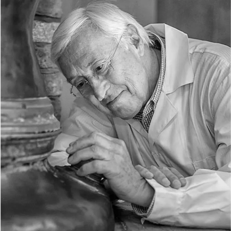 Black and white portrait of Nikos Kaloyannis, former CEO and Chairman of Greek distillery Plomari and former President of the Greek Federation of Spirits Producers